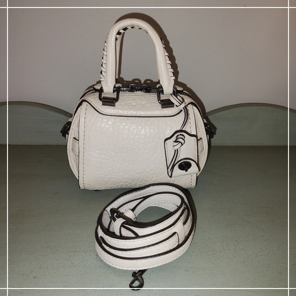 Very Rare Limited Edition Coach Ace 14 Nappa Pebbled Leather in Chalk Whipstitch - Picture 2 of 14
